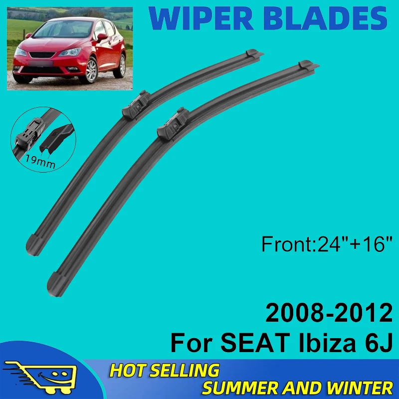 

2PCS For Seat Ibiza 6J 2008-2012 2009 2010 2011 24"+16" Front Wiper Blades Windshield Windscreen Window Cutter Accessories