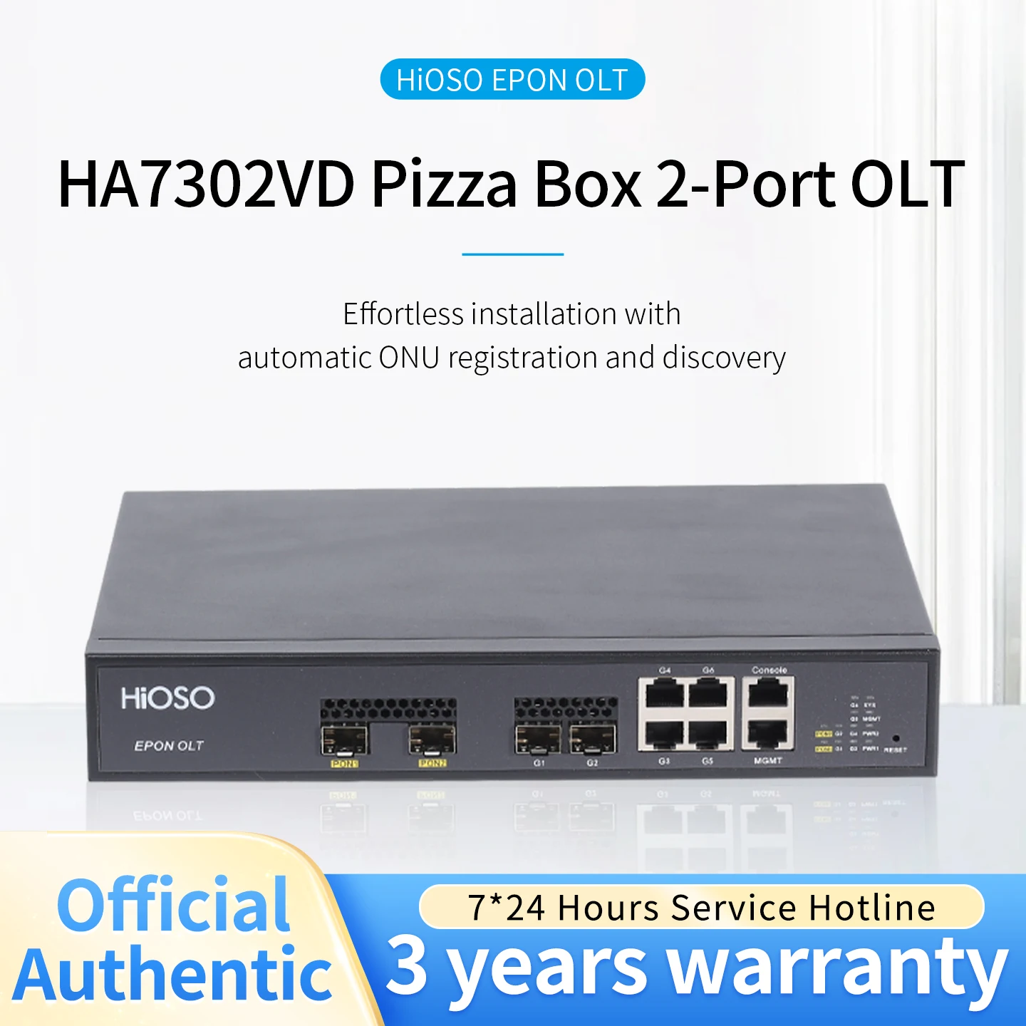 HiOSO HA7302VD 2PON EPON OLT Pizza Box  2ports Works with Different Brands Which Support CTC Standard