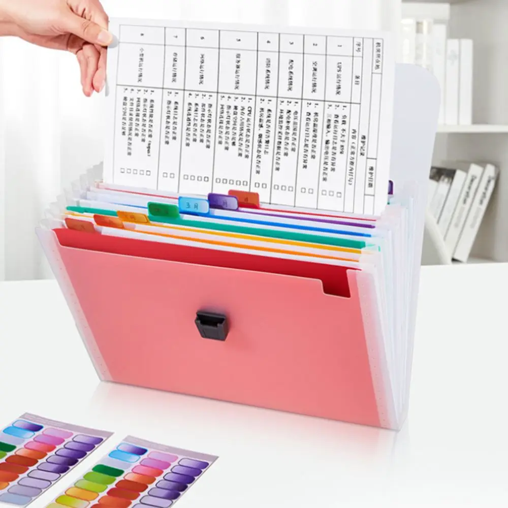 

13 Layers A4 Handheld File Bag Transparent Waterproof Test Paper Storage Bag High Appearance Simplicity Student Bellows Bag