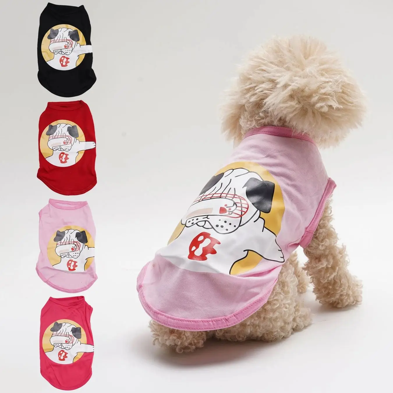 4 pcs Pet Clothes Dog Pattern Summer Style Breathable Elastic Vest for Small Dogs And Cats