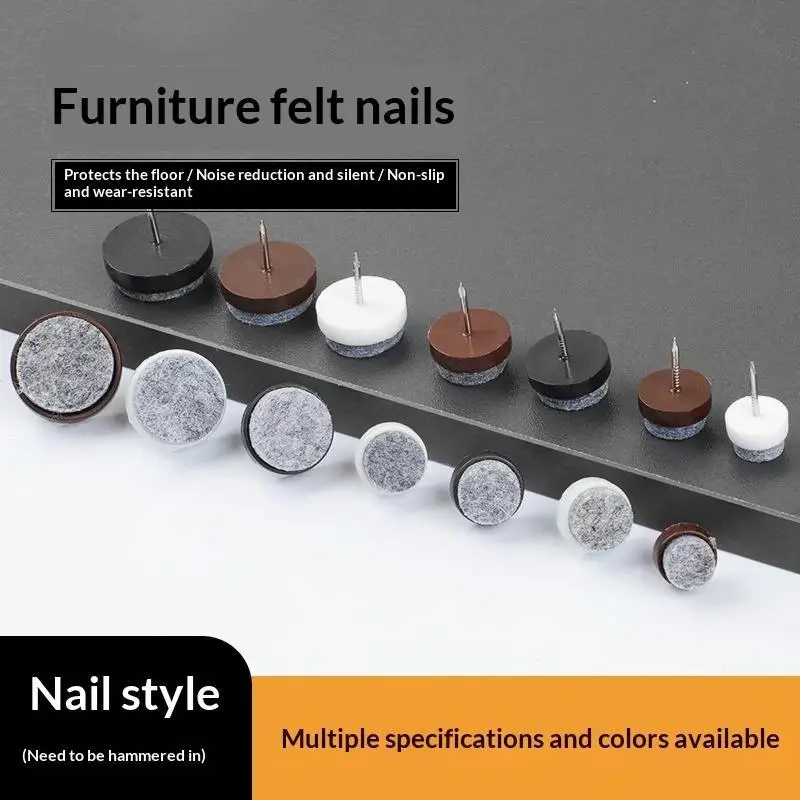 【HMA】10Pcs Plastic Felt Nails Non-slip Chair Table Bed Cupboard Leg Pad Furniture Wood Floor Protector Nail Hardware