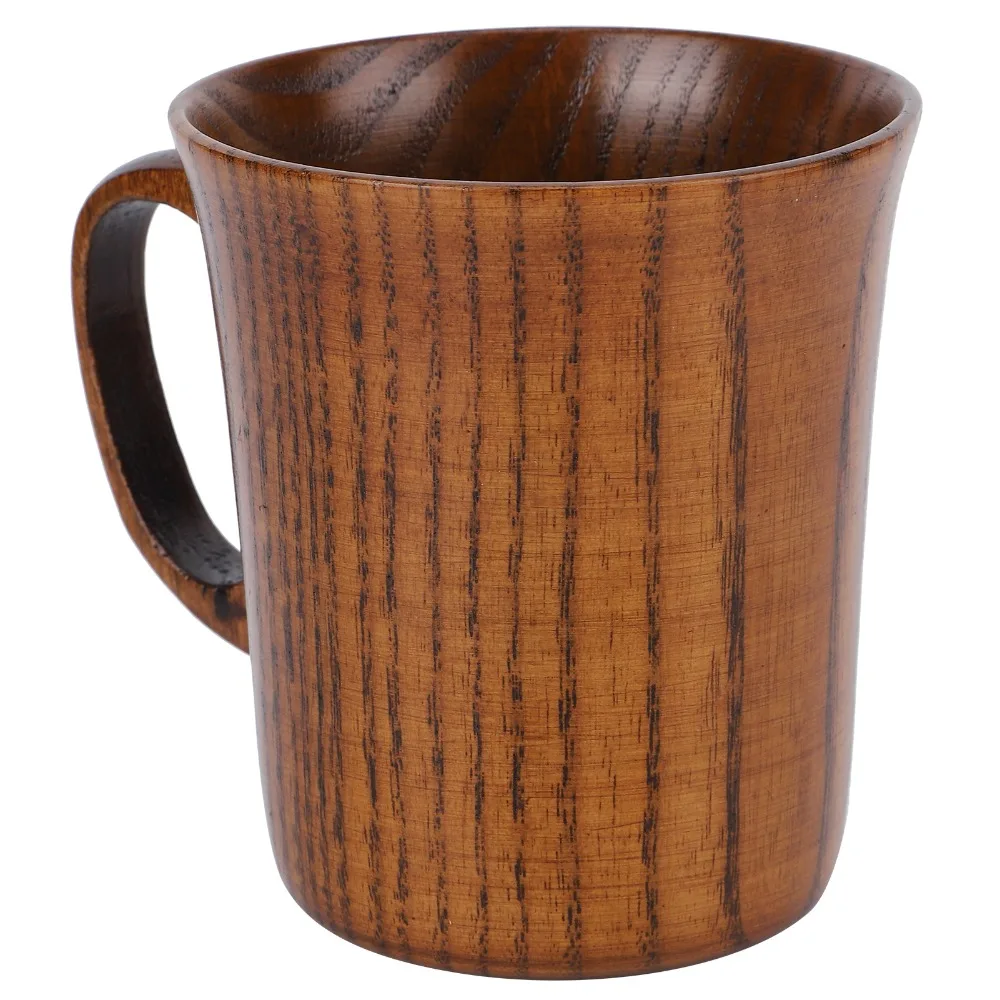 

Drinking Supplies With Handle Wooden Water Cup Handmade Wood Wooden Tea Cup 260ml Capacity Wooden Coffee Mug Breakfast Use