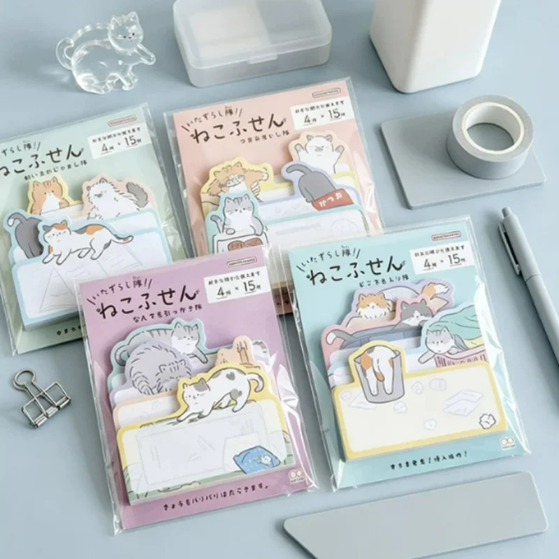 24pcs/lot Kawaii Cat 4 Layers Memo Pad Cute Stationery Label Notepad Planner Sticker Post School Supplies