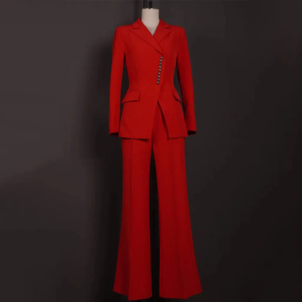 

Star Fashion Red Professional Suit Temperament Festive Goddess Fan Host President Work Clothes Female Businesswear