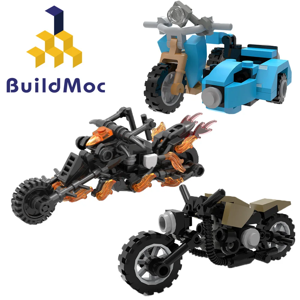 Mini Motorcycle Building Block Set Magic Sidecar Ghost Motorbike Brick Model Toy DIY Kids Assmble Toys Christmas Birthdays Gift