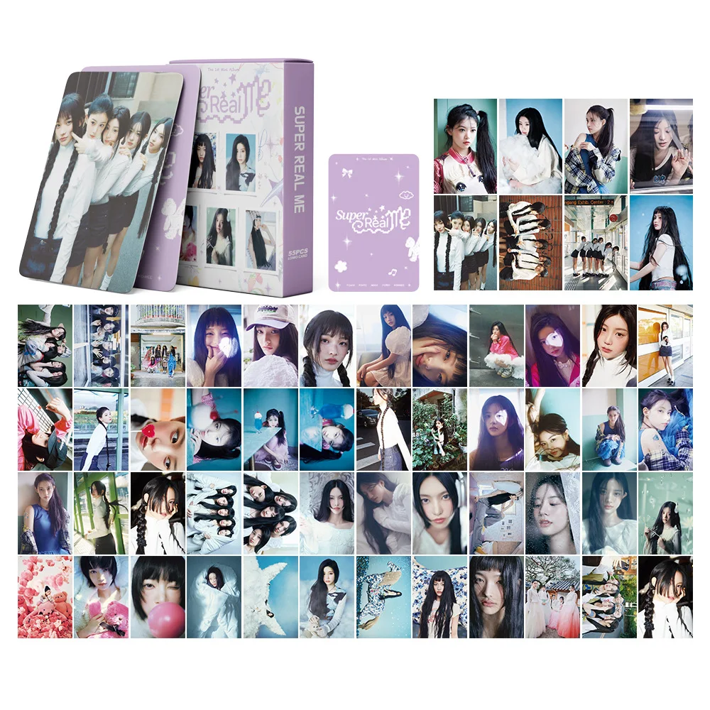 55Pcs/Set Idol Girl ILLIT New Album SUPER REAL HD Printed Lomo Card Photocards YUNAH MINJU MOKA WONHEE IROHA Fans Collect Gift