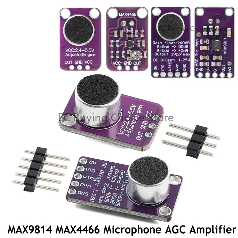 10Pcs/1pc MAX9814 Microphone AGC Amplifier Board Sound Sensor Module Auto Gain Control Attack for Arduino MAX4466 PCB Diy Kit