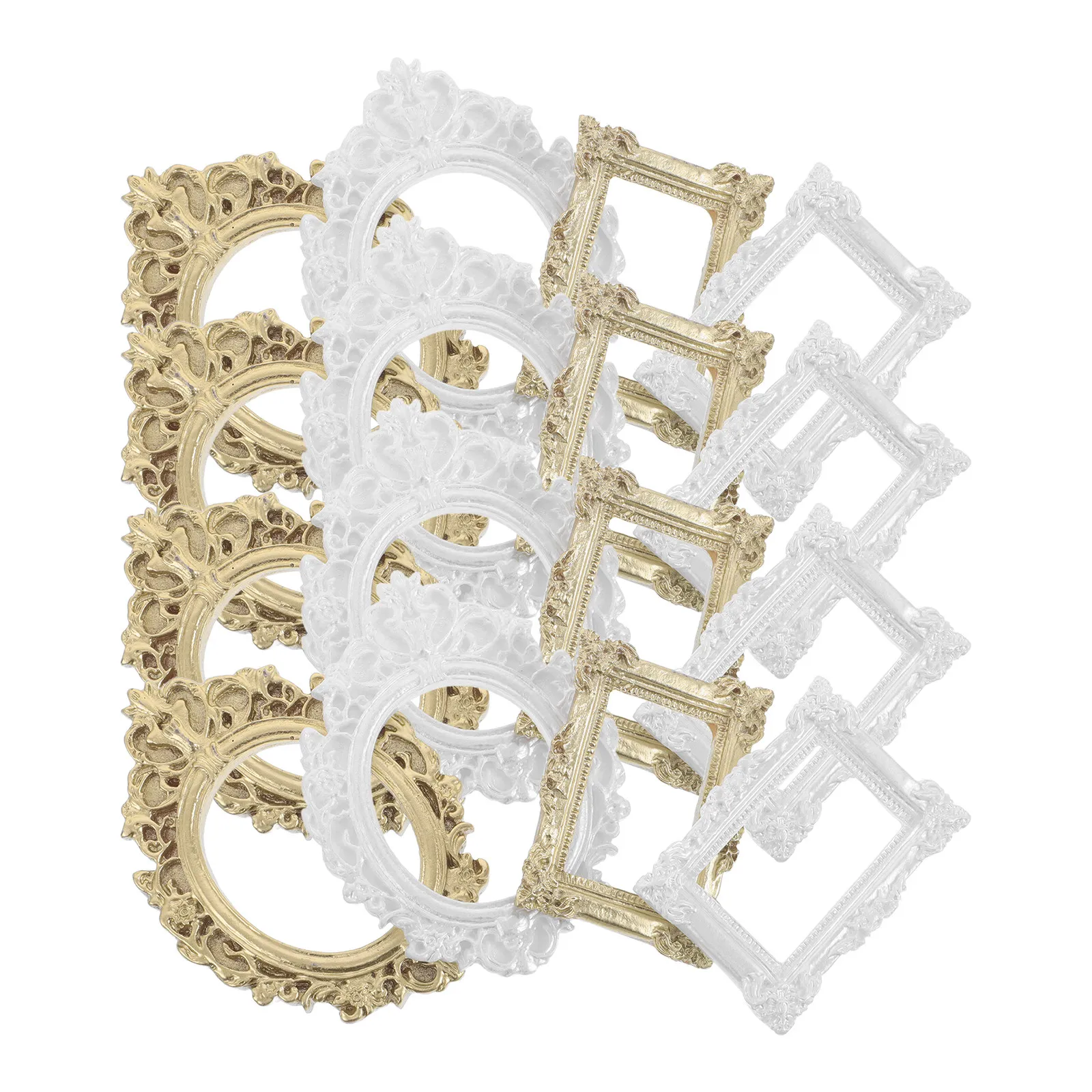 

16Pcs Vintage Mini Photo Frames Gold Plastic Oval Retro European Style for Phone Case Scrapbook Dollhouse Craft Decoration