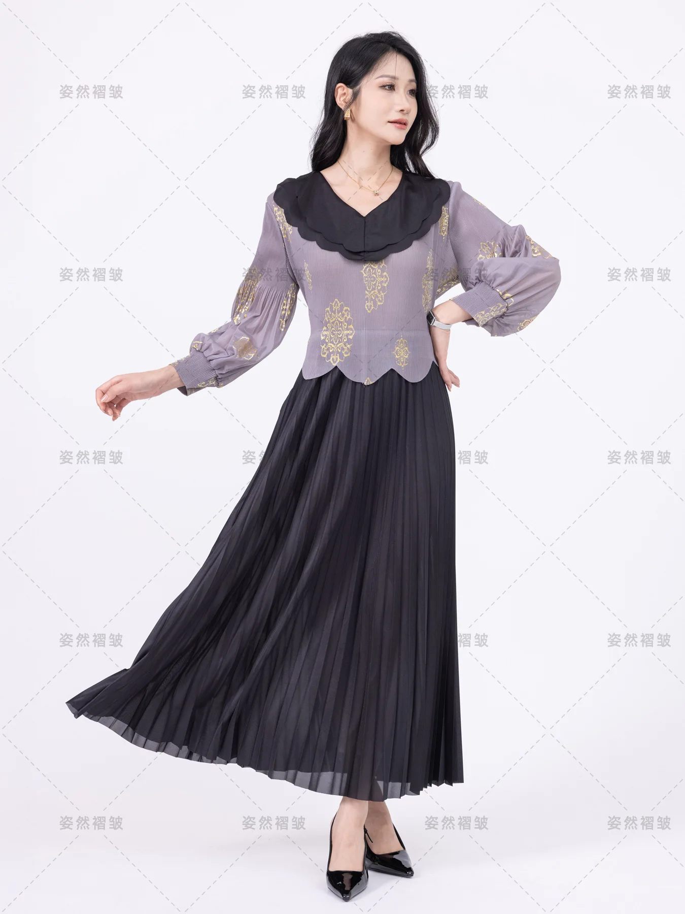 Luksusowe sukienki plus size dla kobiet, plisowane sukienki szyfonowe Miyake z długim rękawem, eleganckie sukienki wieczorowe na przyjęcia i bale, modne damskie sukienki.