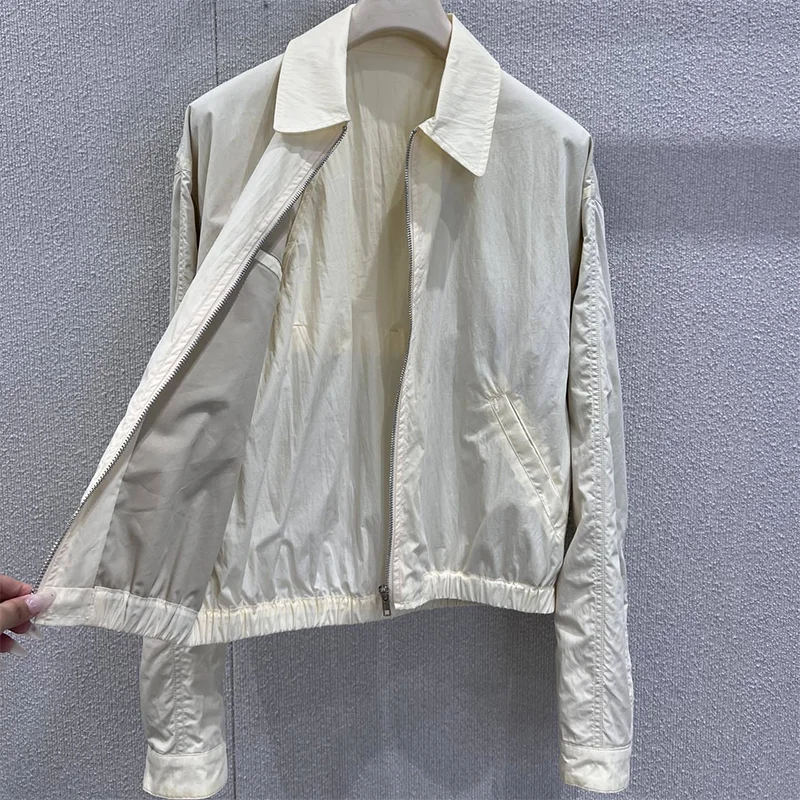 

Высококачественная модная и стильная простая рабочая одежда, женское пальто с воротником и молнией, весенне-осенняя куртка, одежда 25101372