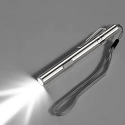 Stainless Steel Mini Pocket Lamp Led Flashlight Torch Light USB Rechargeable  Pupil Detection Pen Led White Light Flashlight