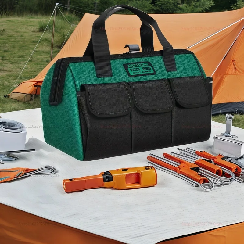 대형 전기 도구 가방 주최자 헤비 듀티 도구 파우치 가방 멀티 포켓이있는 방수 낙하 방지 보관 가방 Pochete