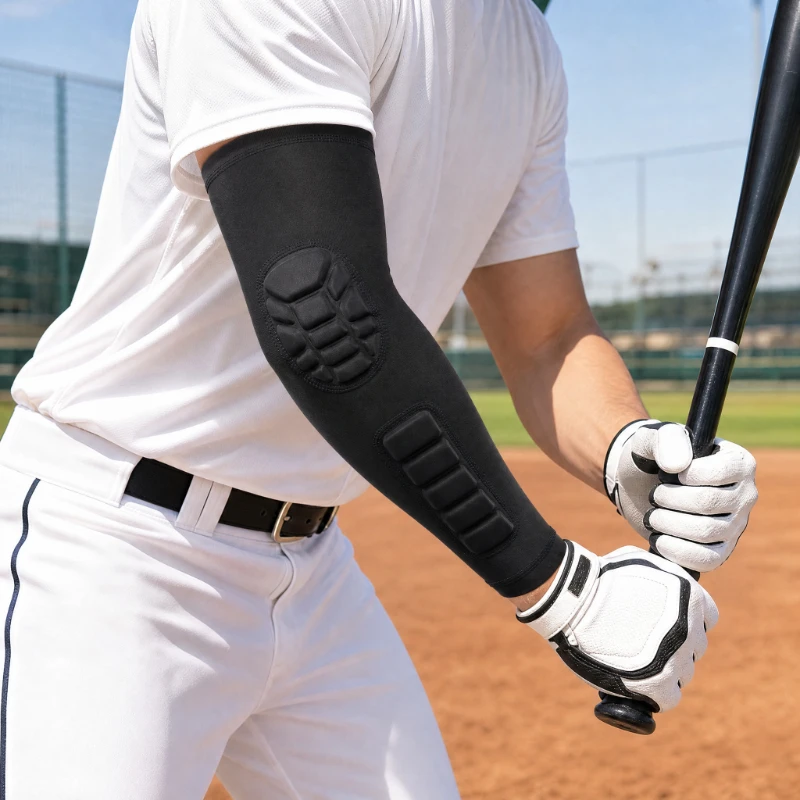 AOPLUS 2PCS Padded Compression Arm Sleeves - Sporty Protective Gear, Anti-Collision Elbow & Arm Guards, Breathable Fabric, 4-Color