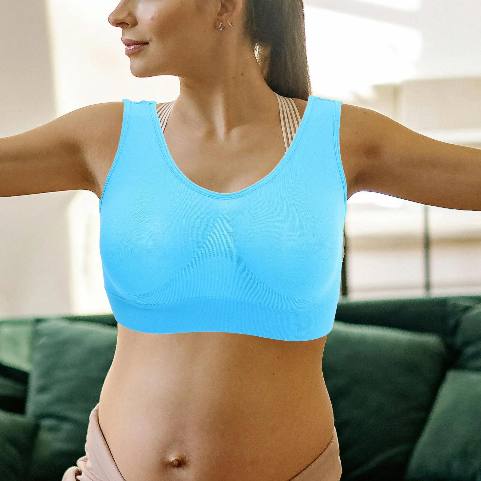 

6Pcs Sports Bra Seamless Elastic Underwear Nylon Yoga Running Fitness Breathable Sweat-Absorbent Wirefree Support for Women