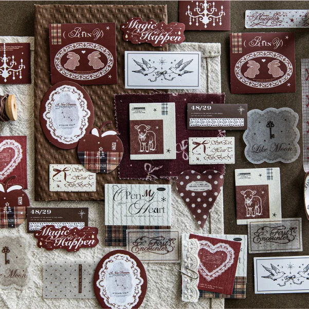Inorganic Salt Color Series Cute Love Pattern Landscape Sticker Creative DIY Journal Material Collage Scrapbooking Stationery
