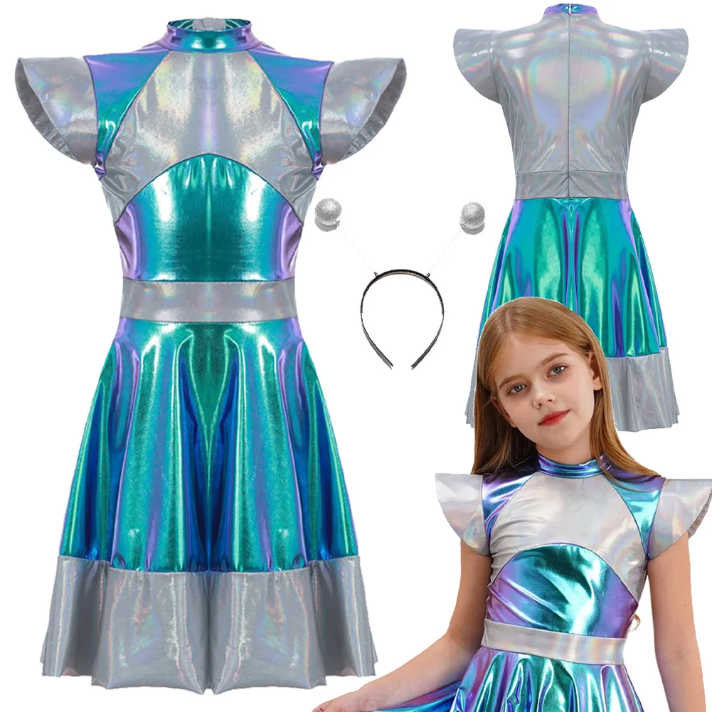 

Halloween Astronauts Aliens Women Cosplay Carnival headband Costume Outfit Children's Clothing Skirt