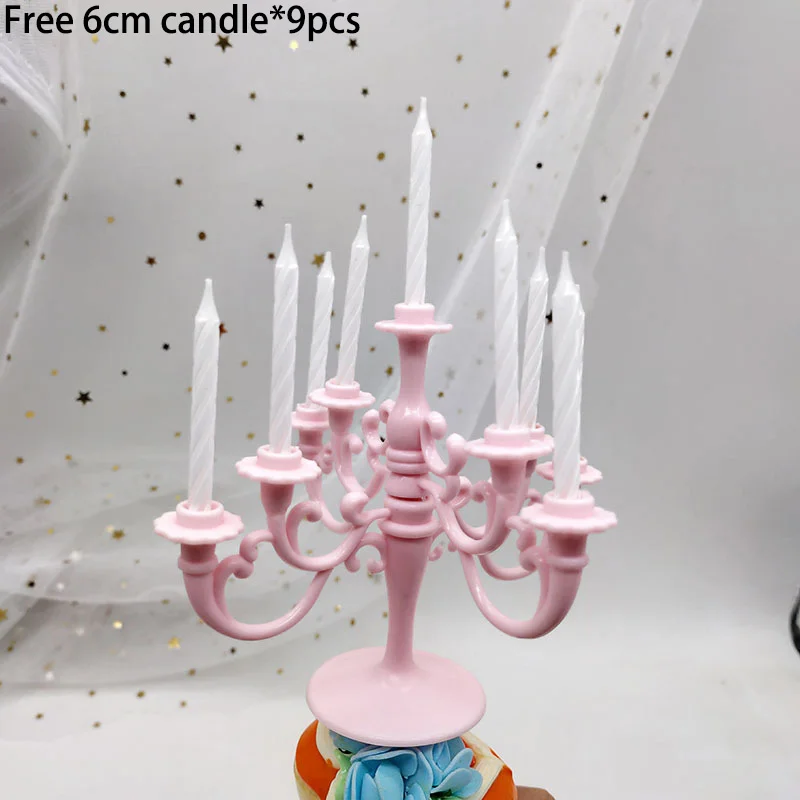 1pcs Creative Plastic Candle Holder Cupcake Birthday Cake Decoration Decoration Goods with Candle DIY Gift Wedding Party