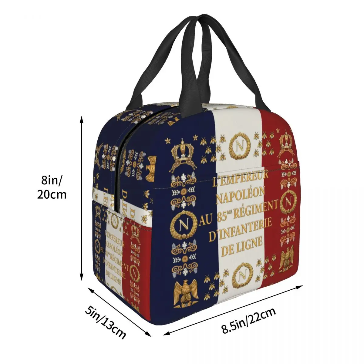 Custom Napoleonic French 85th Regimental Flag Lunch Bag Women Cooler Warm Insulated Lunch Box for Kids School