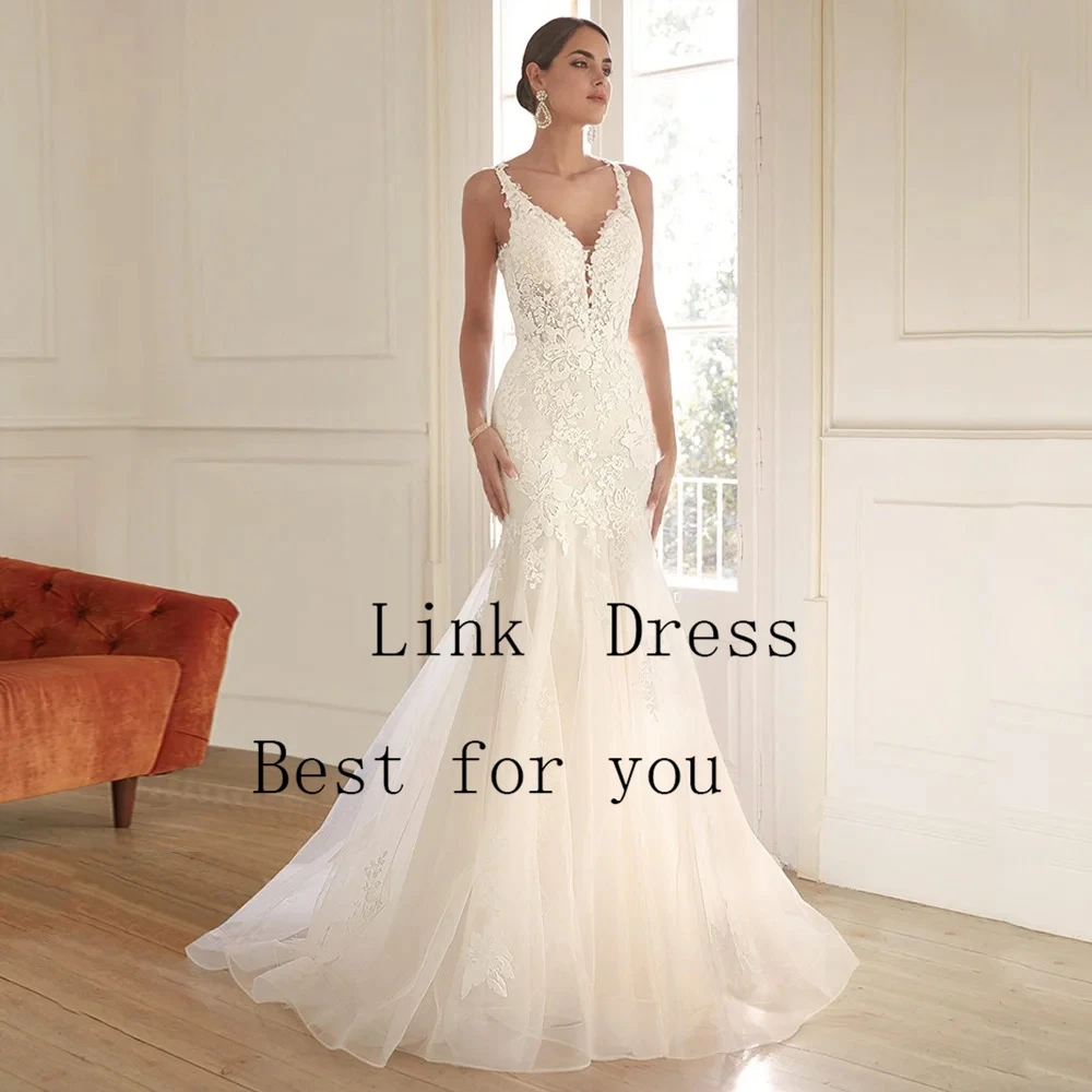 Luxury Mermaid Wedding Dresses for Ladies Elegant V Neck Bridal Gowns with Lace Exquisite Sleeveless Vestidos De Novia New 2026