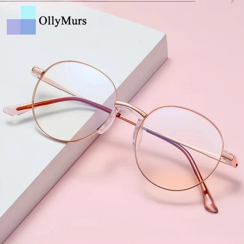 

OLLYMURS женские круглые очки в стиле ретро, сверхлегкие высококачественные U-образные носовые упоры, дизайн, оптическая оправа для очков по рецепту 901