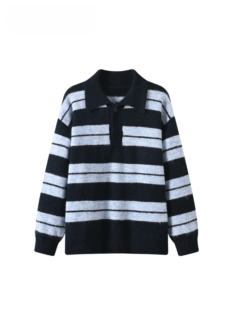 

plus Size Ne Long Sve Knitted Sweater Women Autumn Winter New Sle Striped College Sle Top Korean Sle Slim Fit