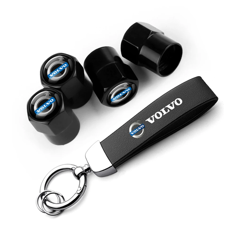 Volvo Car Tire Wheel Valve Caps Cover Suede Car Key Chain Ring Keychain For V60 V40 XC90 XC40 S60 XC60 V70 S90 V90 Accessories