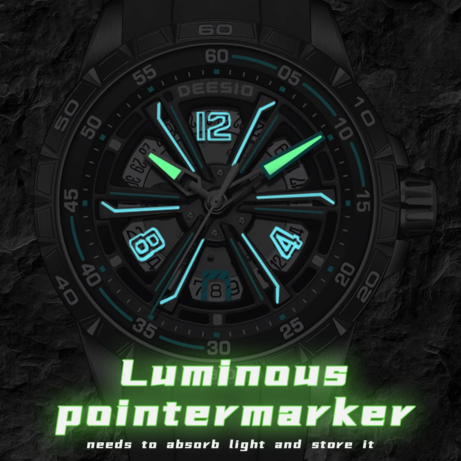 ดีซิโอ เมน'นาฬิกาจักรกลอัตโนมัติสแตนเลสกันน้ำเรืองแสงแสดงวันที่นาฬิกาข้อมือกีฬาลำลองของขวัญสำหรับผู้ชาย