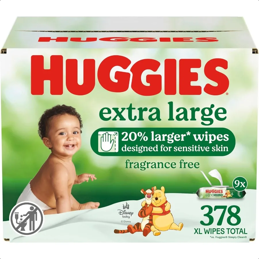 

Hies Extra Large Baby Wipes Unscented 9 FlipTop Packs 378 XL Wipes Total Packaging May Vary
