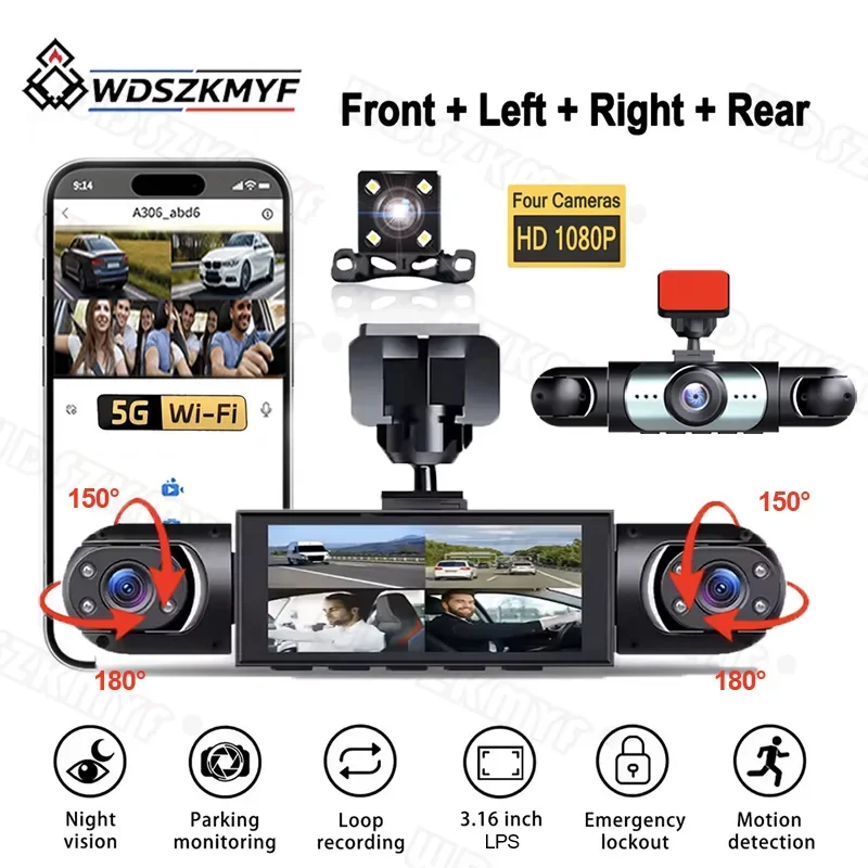 New 4Lens Car Camera 360° 1080P Dash Cam Auto HD Car Recording Camera Car DVR Front Left right RearView Camera car accessories