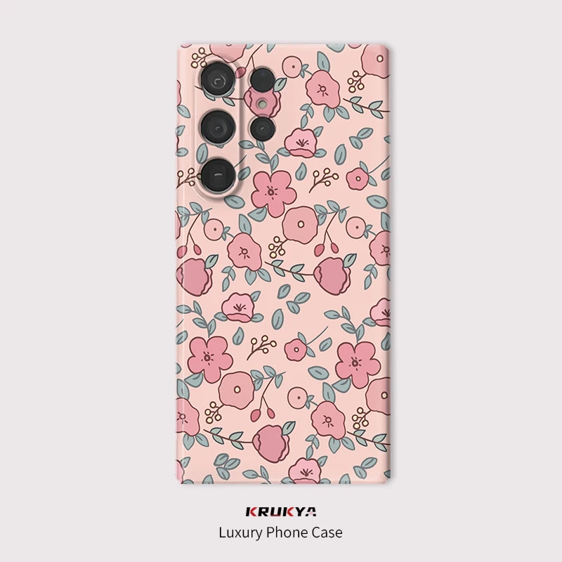 Cute Flower Print Phone Case For Samsung Galaxy S22+ 5G S26 S 26 Ultra S25 S21 S24 FE S20 S23 Plus Matte Anti-Drop Back Cover
