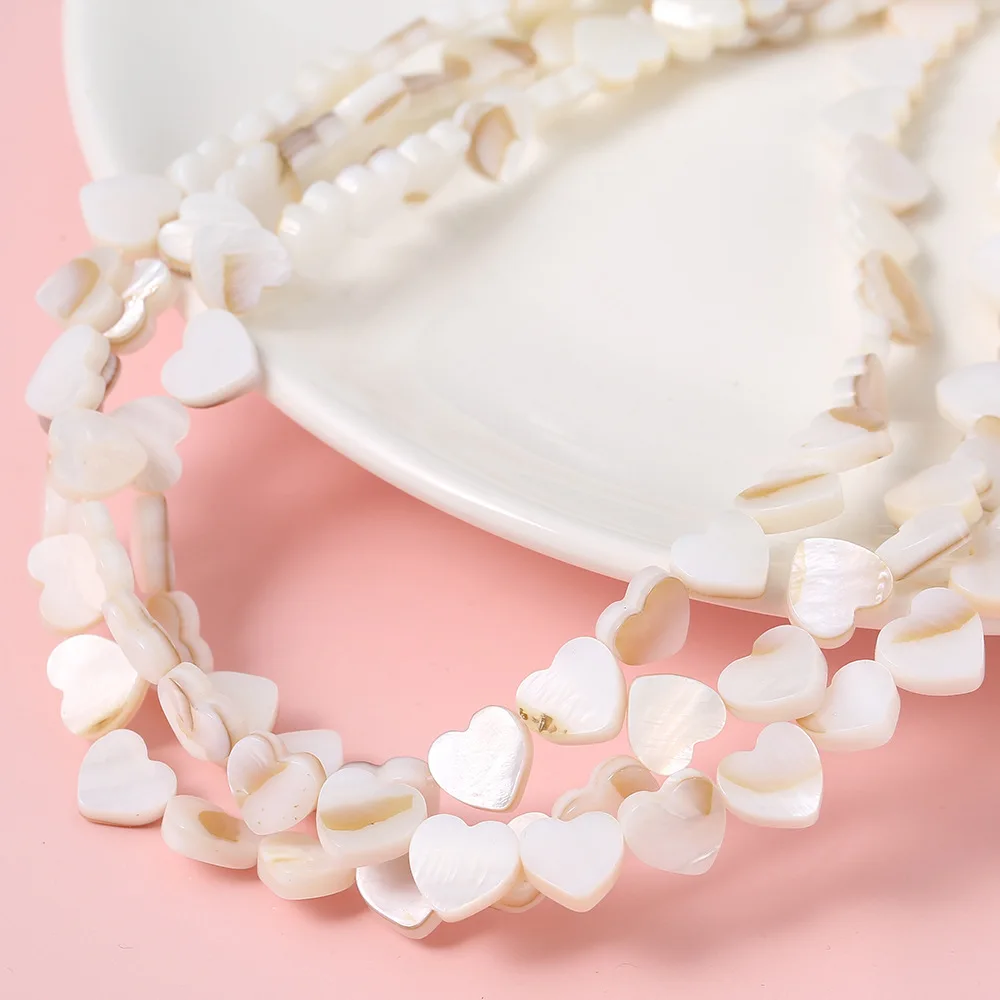 Natural White Freshwater Shell Beads Mother of Pearl Heart Cross Loose Spacer Bead for Jewelry Making DIY Necklace Bracelet