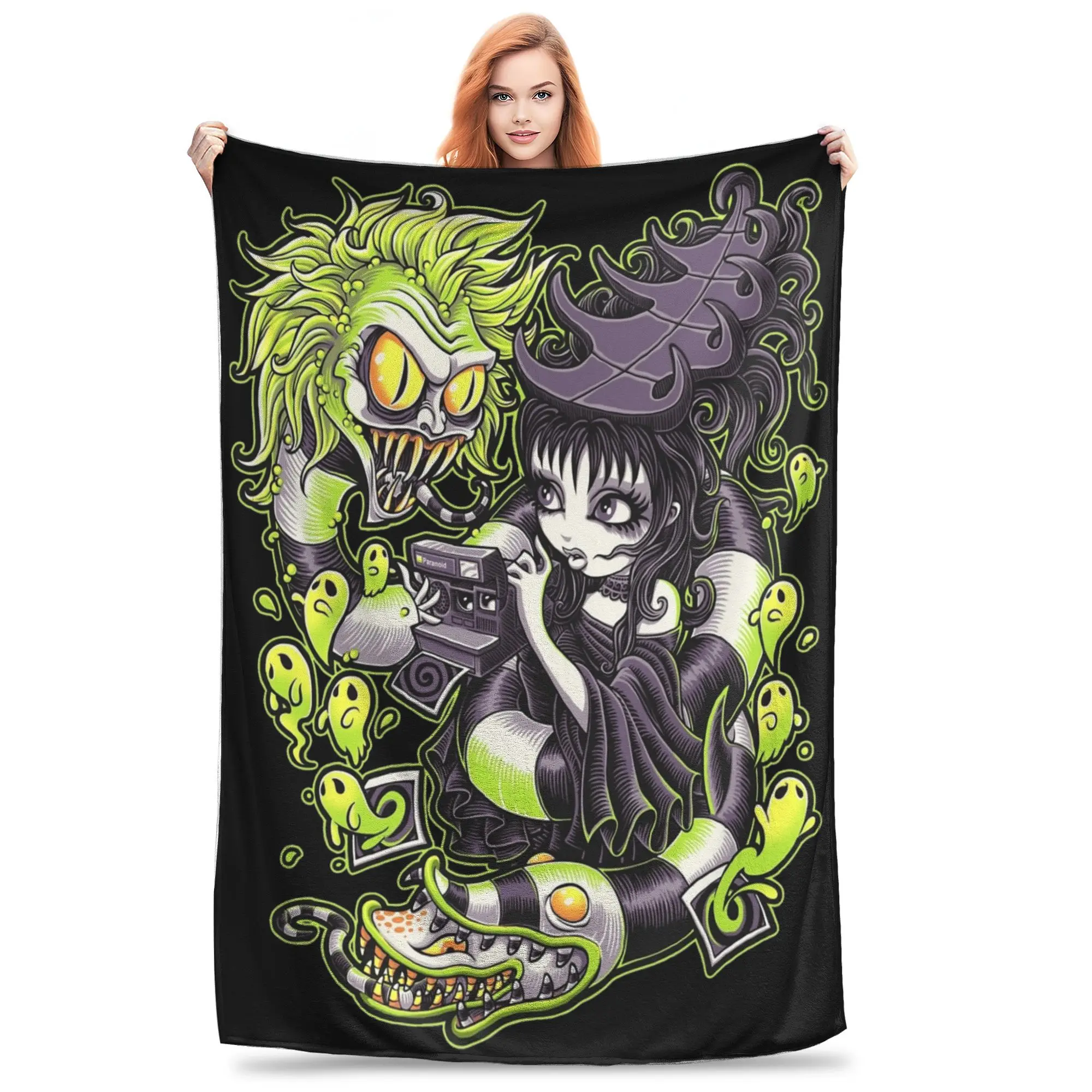 B-Beetlejuice Horror Movie Halloween Blanket Ultra Soft  Throw Blankets for Bed 50x60 Inch Multi-size Bedspread