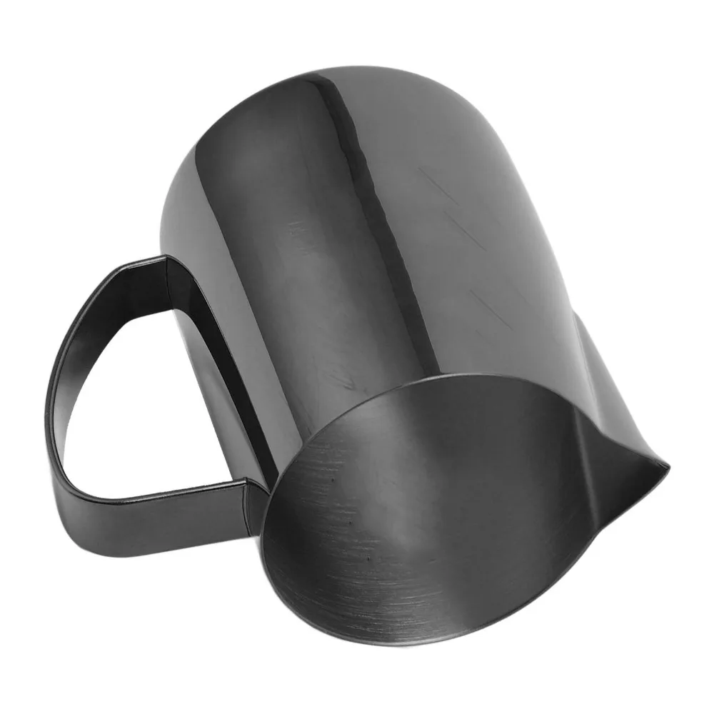 304 Stainless Steel Milk Frothing Pitcher 350ml Capacity Glossy Black Finish Milk Steaming Pitcher 600ml Capacity