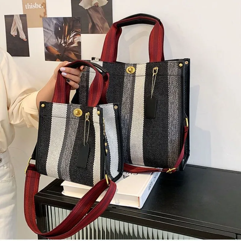 

Canvas Bag Women' Korean Version Student Large-capacity Tote Bag Fashionable Versatile Portable Commuter Messenger Bag Exquisite