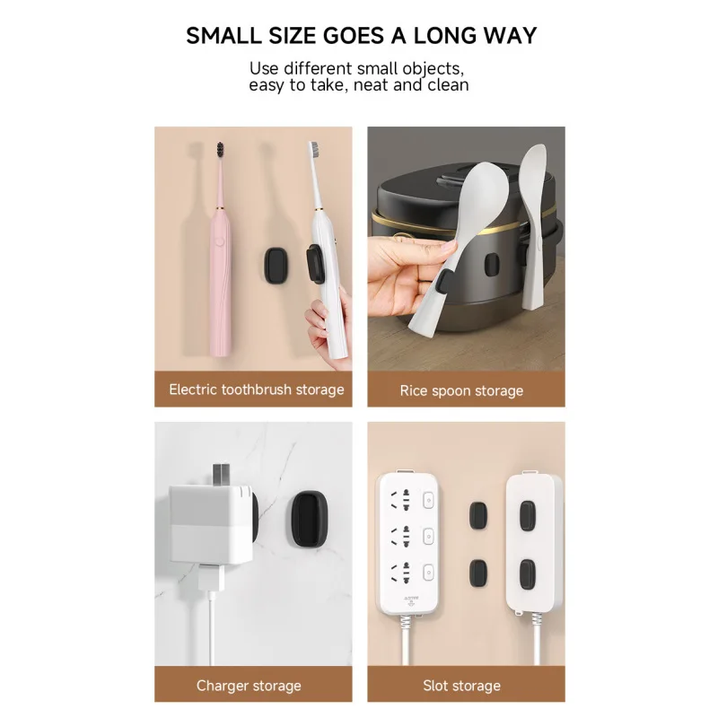3 Pairs Magnetic Sticker, Remote Control Hook, Plug-in Board Storage, Wall-mounted Fixer, Wall-free Punching Strong Magnetic