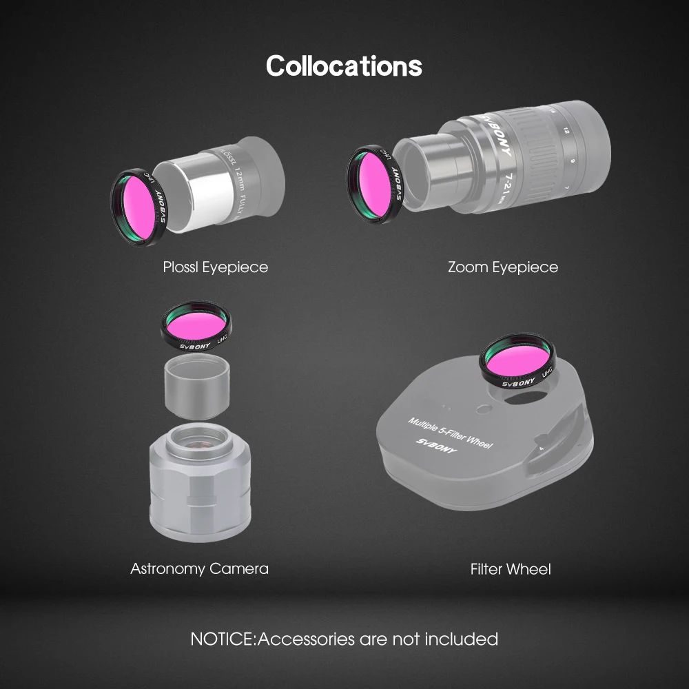 SVBONY Teleskopfilter UHC-Filter Astrofotografie zur Verbesserung des Bildkontrasts reduziert Lichtverschmutzung (1,25 Zoll/2 Zoll) – Detail 6