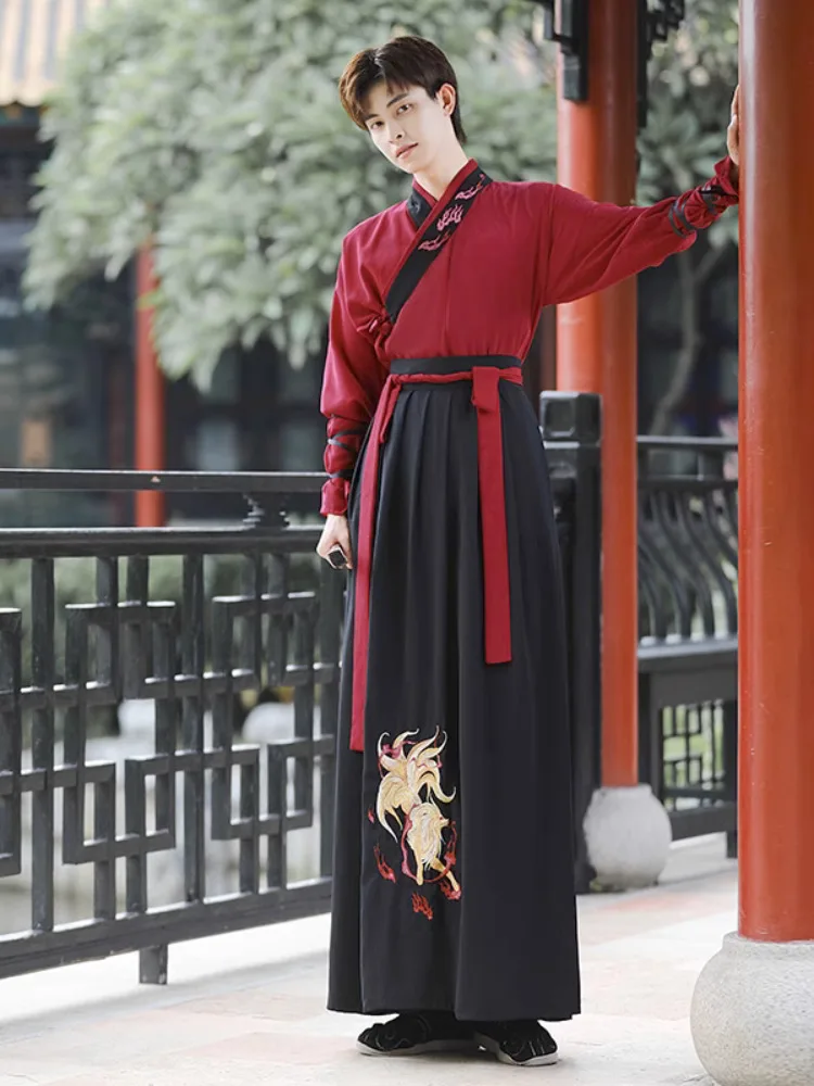 Handsome male Hanfu Wei Jin style warrior heavy industry embroidery super fairy ancient clothing