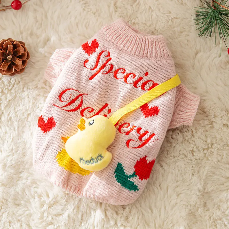 Autumn and Winter Dog Clothing Cute Sweater Cat Pet Knitted Sweater Small Dog Teddy Bear Pommy