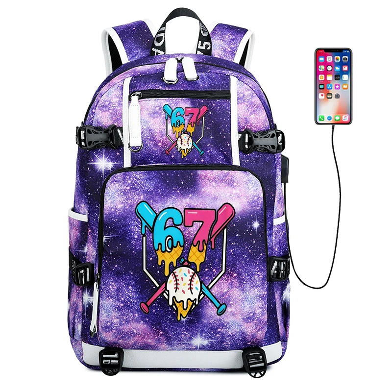 Six Seven Baseball Ice Cream Print Backpack,Laptop School Bag, Trendy Fashion Casual College Bookbag,Travel Backpack for Student