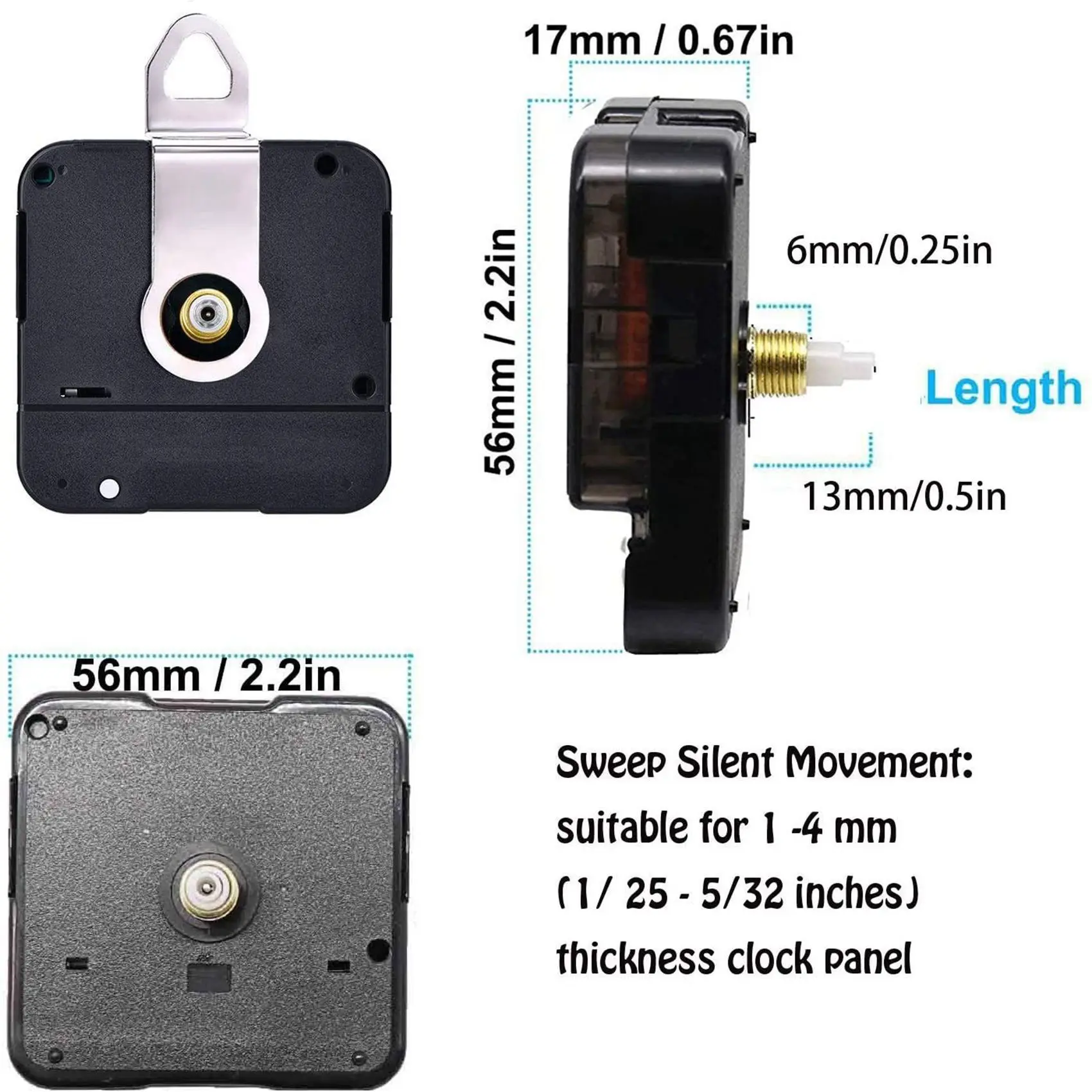 Silent Quartz DIY Wall Clock Motor Kit Movement Mechanism DIY Repair Parts Replacement with 3 Different Pairs Hands