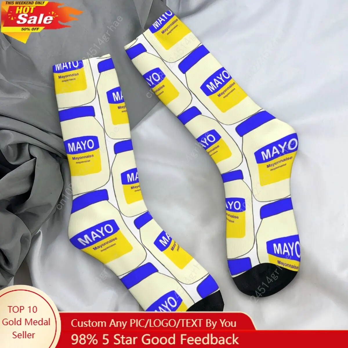 

Mayonnaise Socks Salad Dressing Casual Stockings Winter Anti Skid Men's Socks Comfortable Pattern Outdoor Socks