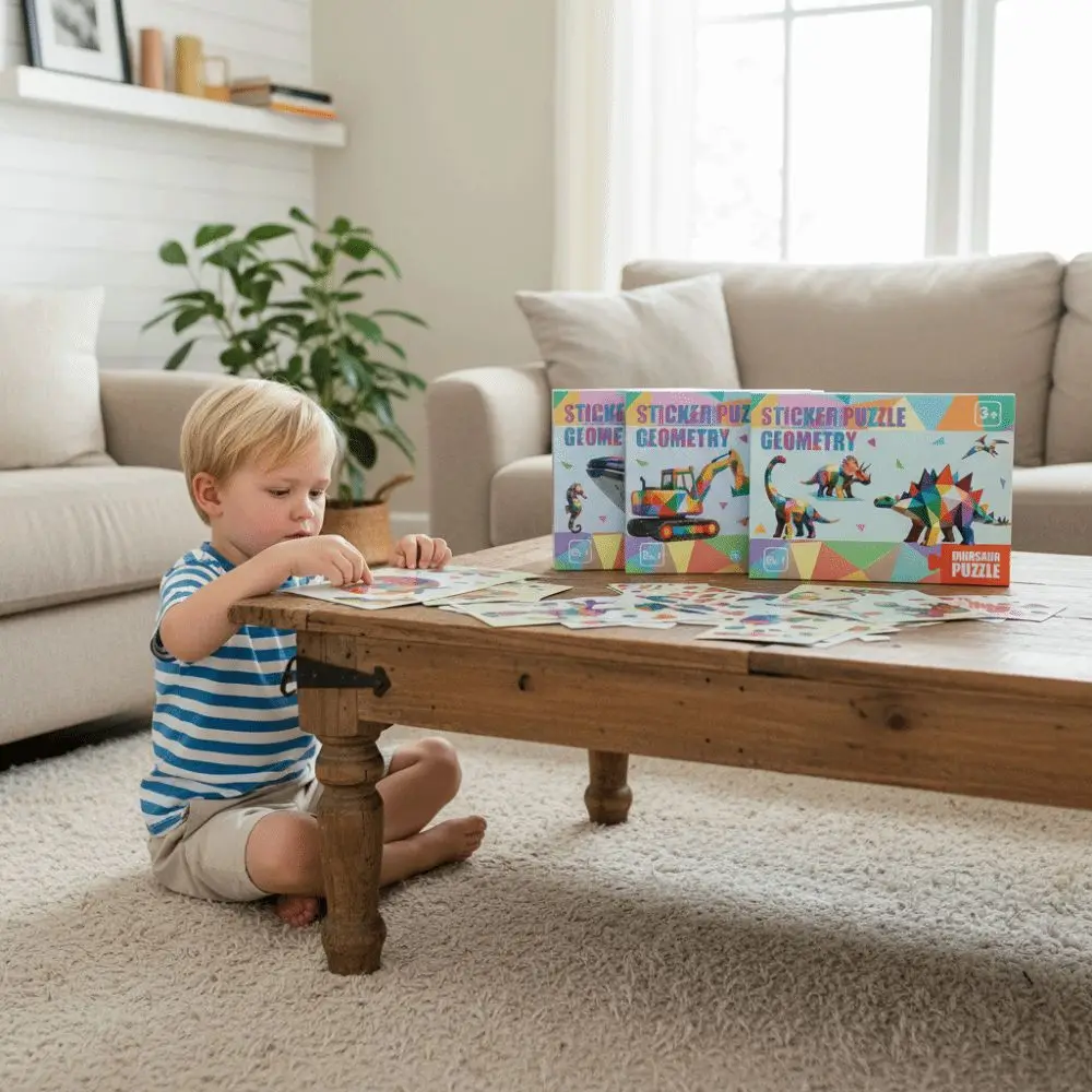 Libros de Pegatinas Geométricas 3D de Papel, Juguetes Educativos Hechos a Mano, Kit de Material para Pegar DIY, Libro de Pegatinas de Animales de Dibujos Animados