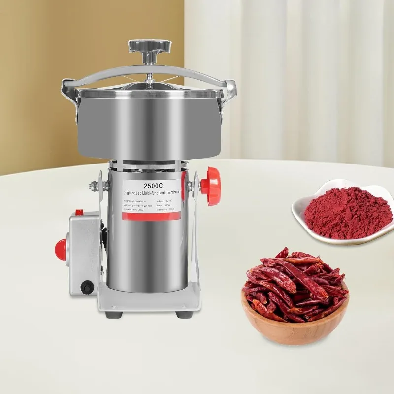 مطحنة الحبوب الكهربائية، الفولاذ المقاوم للصدأ عالية السرعة متعددة الوظائف آلة طحن الحبوب الكهربائية 180 تصميم مائل (2500 جرام)