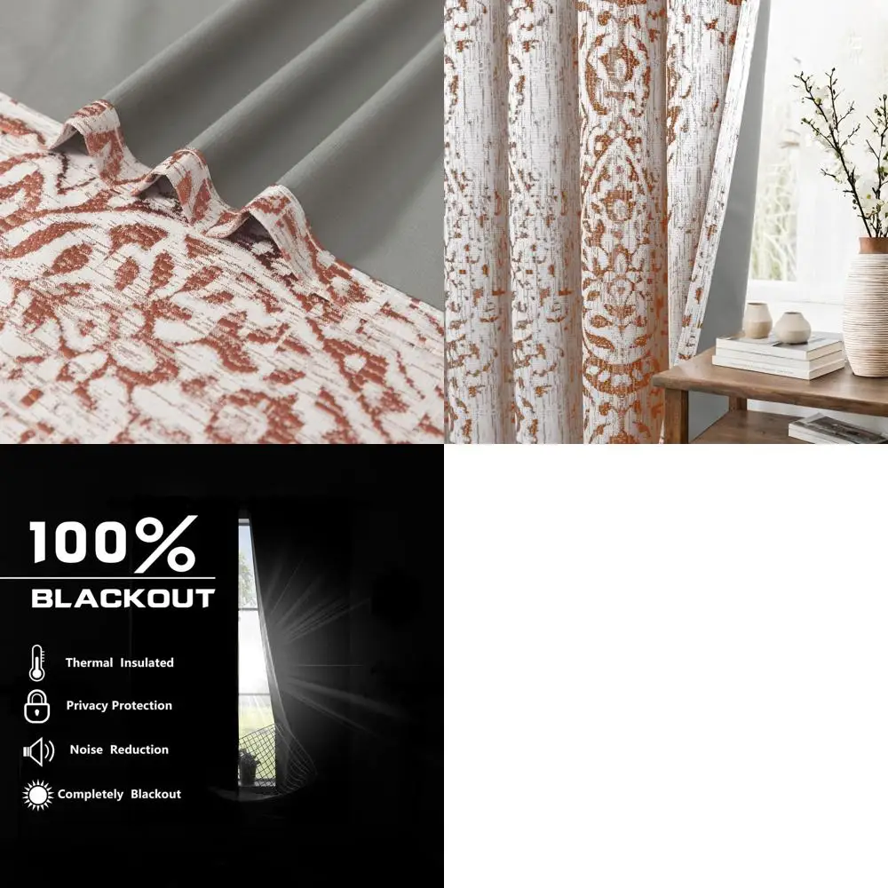 

84 Vintage Bohemian Blackout Curtains, Floral & Aztec Patterns, Suitable for Living Room & Bedroom, 2-Panel Set