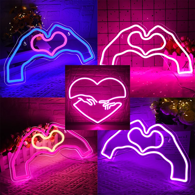 Letrero de neón de corazón de amor para pared, luz de neón LED para fiesta de cumpleaños, Día de San Valentín, decoración de boda, regalos de navidad