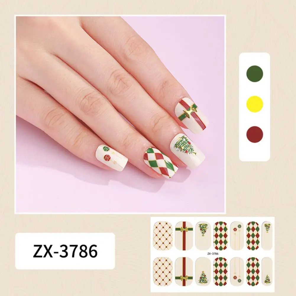 Quick Nail Art Stickers Lightweight 3d Nail Sticker Set Quick Diy Christmas Manicure Art Decal for Comfortable Simple Nail