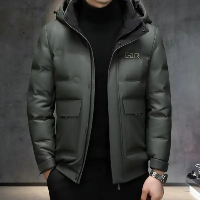 Winter Sheepskin Down Coat Man Luxury High Quality Short Genuine Leather Down Jacket For Men Enlarged Thicken Puffer Jacket Men