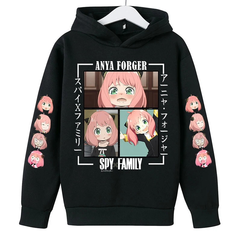 Children Hoodie Girls Tops Anime Spring Autumn Leisure Long Sleeve Sweatshirr Toddler Coat Anya Spy X Family print Clothing