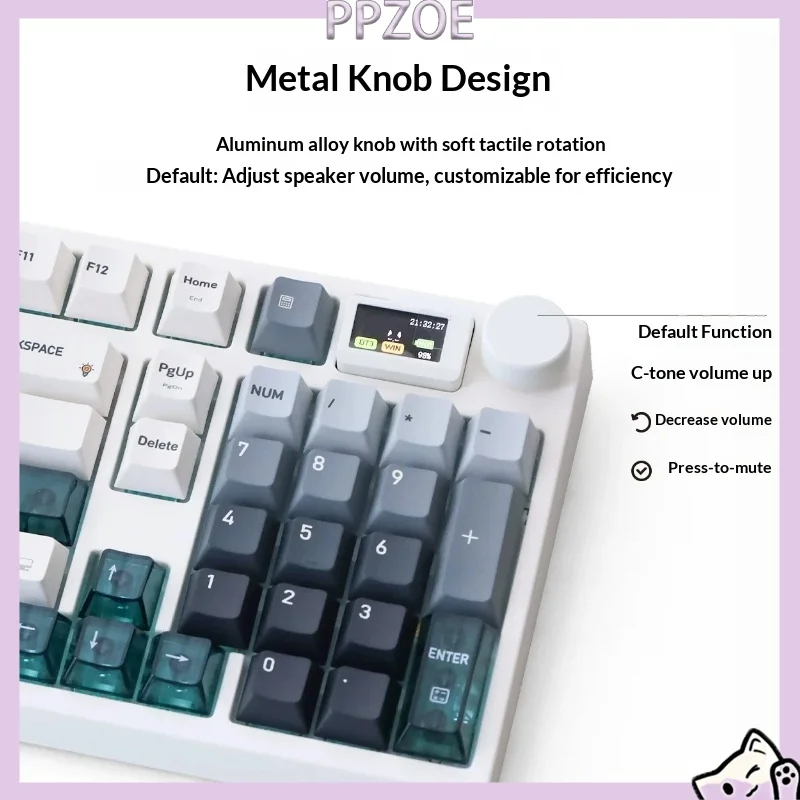 Teclado Gamer Magnético Keydous NJ98-CP V4S Tri-Mode BT/2.4G/USB-C com Taxa de Resposta de 8K e Baixa Latência para Mac ou Windows