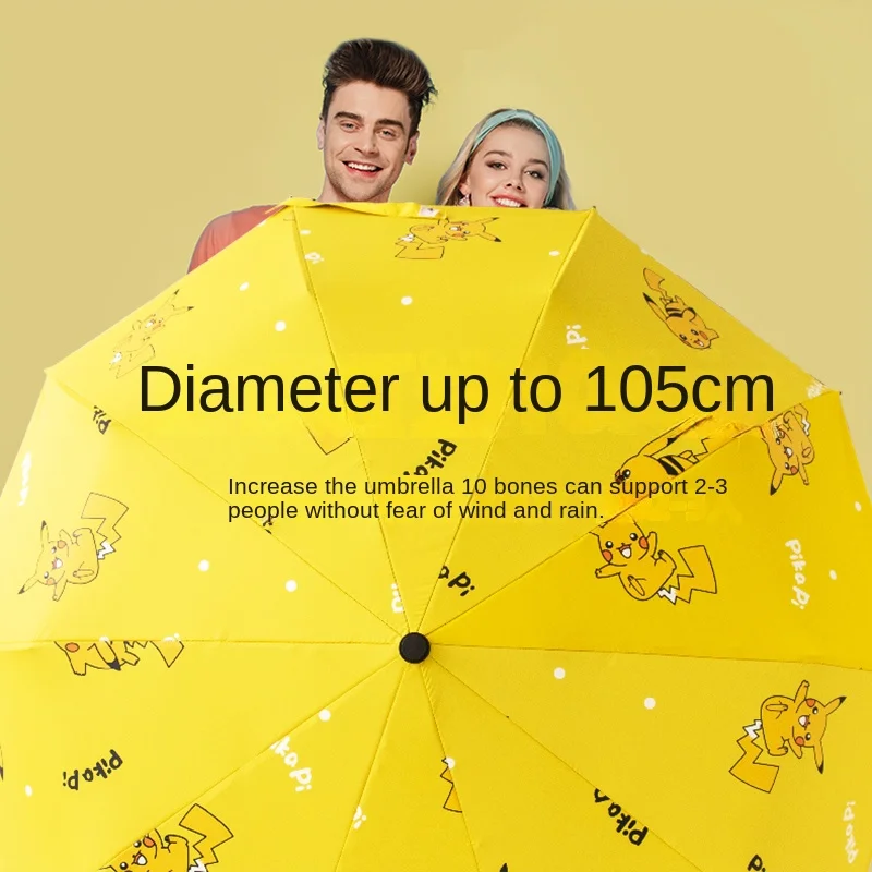 Pokemon Pikachu Cartoon Umbrellas for Women Man Kawaii Rain Gear Automatic Manual Opening Sun Umbrella UV Protection Girls Gifts